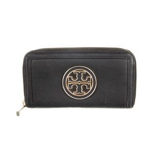 💯 Authentic Tory Burch Black Zip Continental Wallet Card Holder Purse